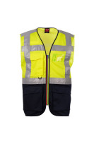 fluorescent yellow/navy blue