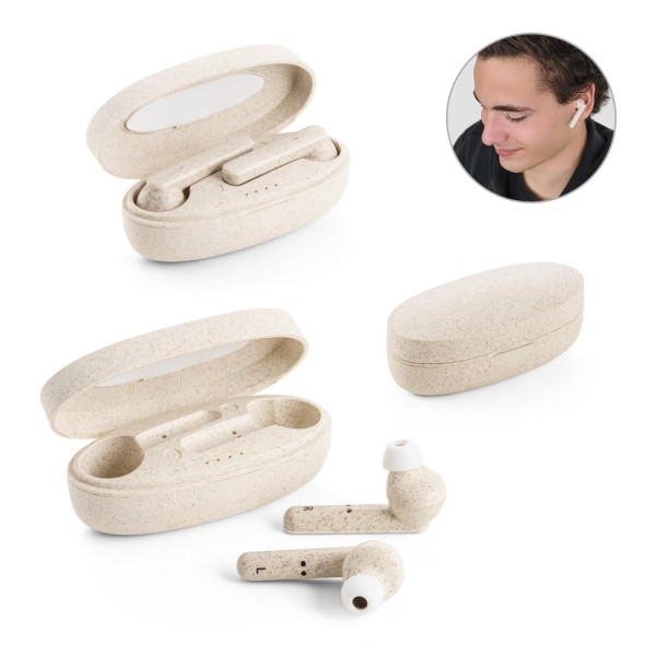 FOURIER. Draadloze koptelefoon met ttot 3 uur autonomie in tarwestrovezels en PP