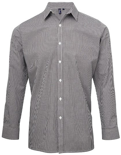 Premier Workwear - Men´s Microcheck (Gingham) Long Sleeve Cotton Shirt