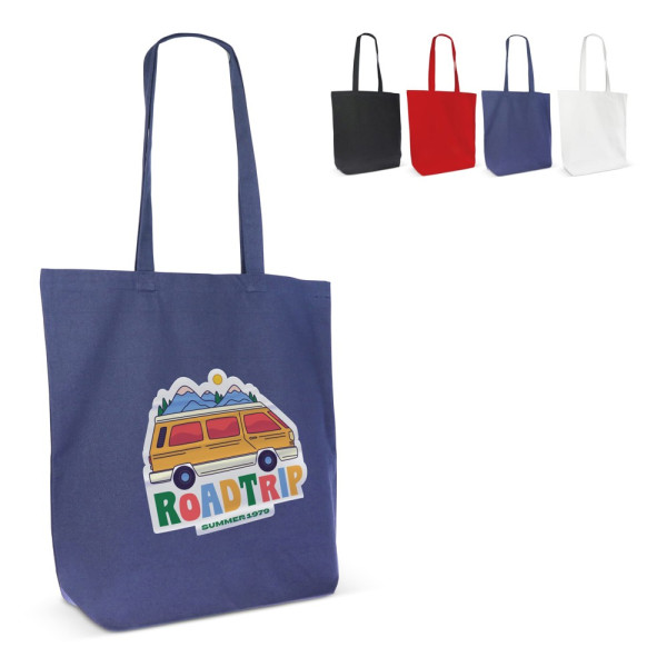 Schoudertas biologisch katoen kleur lang 270g/m² 42x12x43 cm
