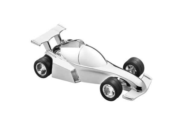 Spaarpot Raceauto zilver kleur